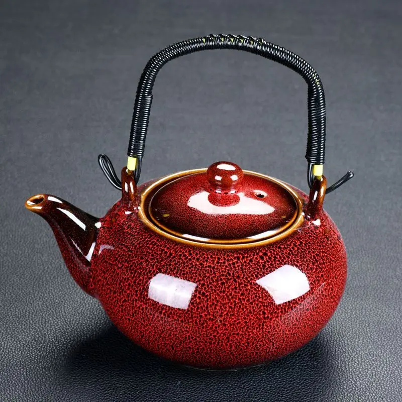 Ceramic Kiln Transformed Teapot, Large Capacity Side Handle Tea Pot, Household Water Kettle for Tea Room, Healthy Tea Set, 700ml