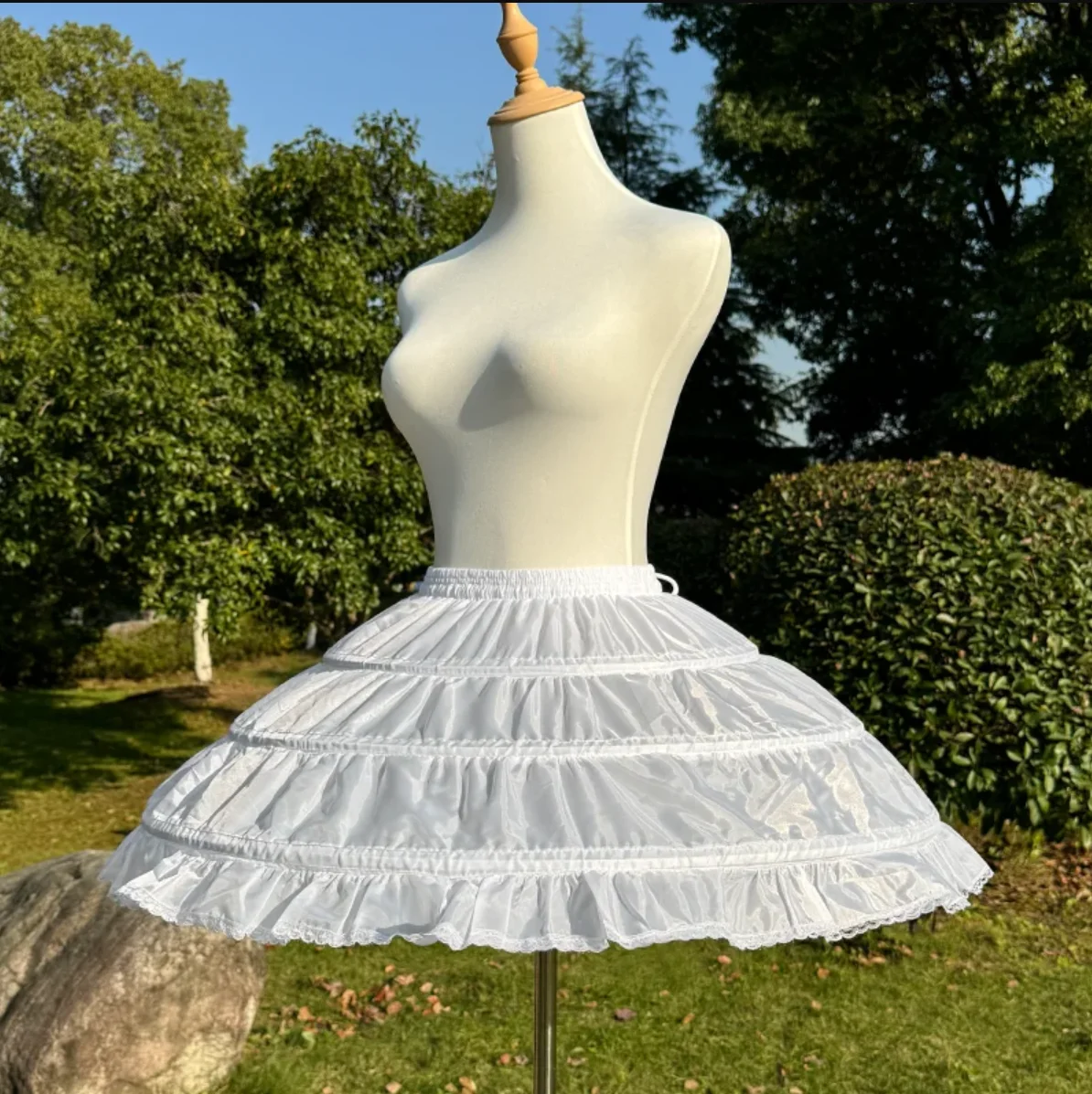 Women's Bubble Hem Petticoat 3 Hoop Cages Tulle for Princess Ballgowns