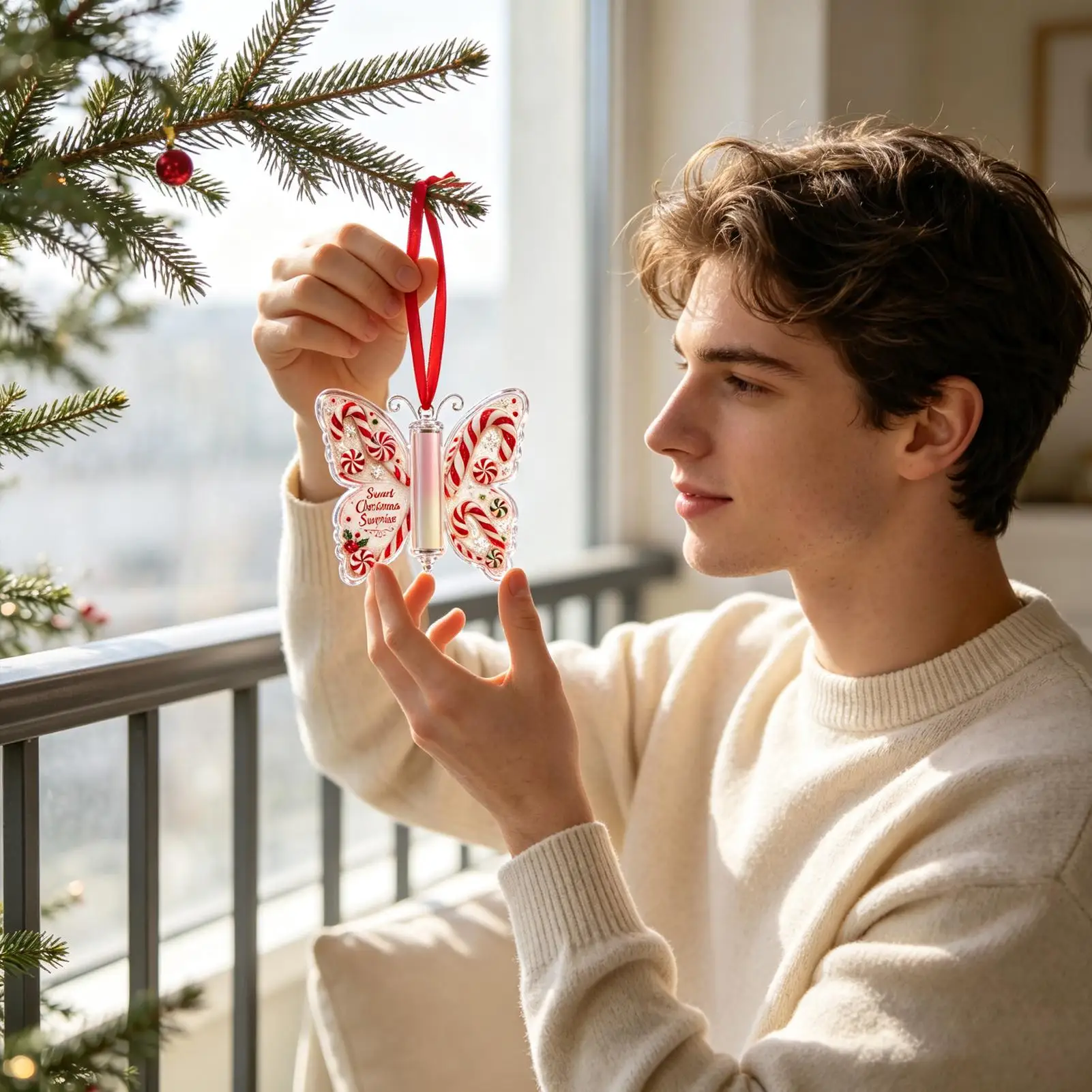 Christmas Cash Holder Acrylic Butterfly Shape Tree Ornaments Christmas Money Cards For Kids Boys Girls Sons Daughters Friends