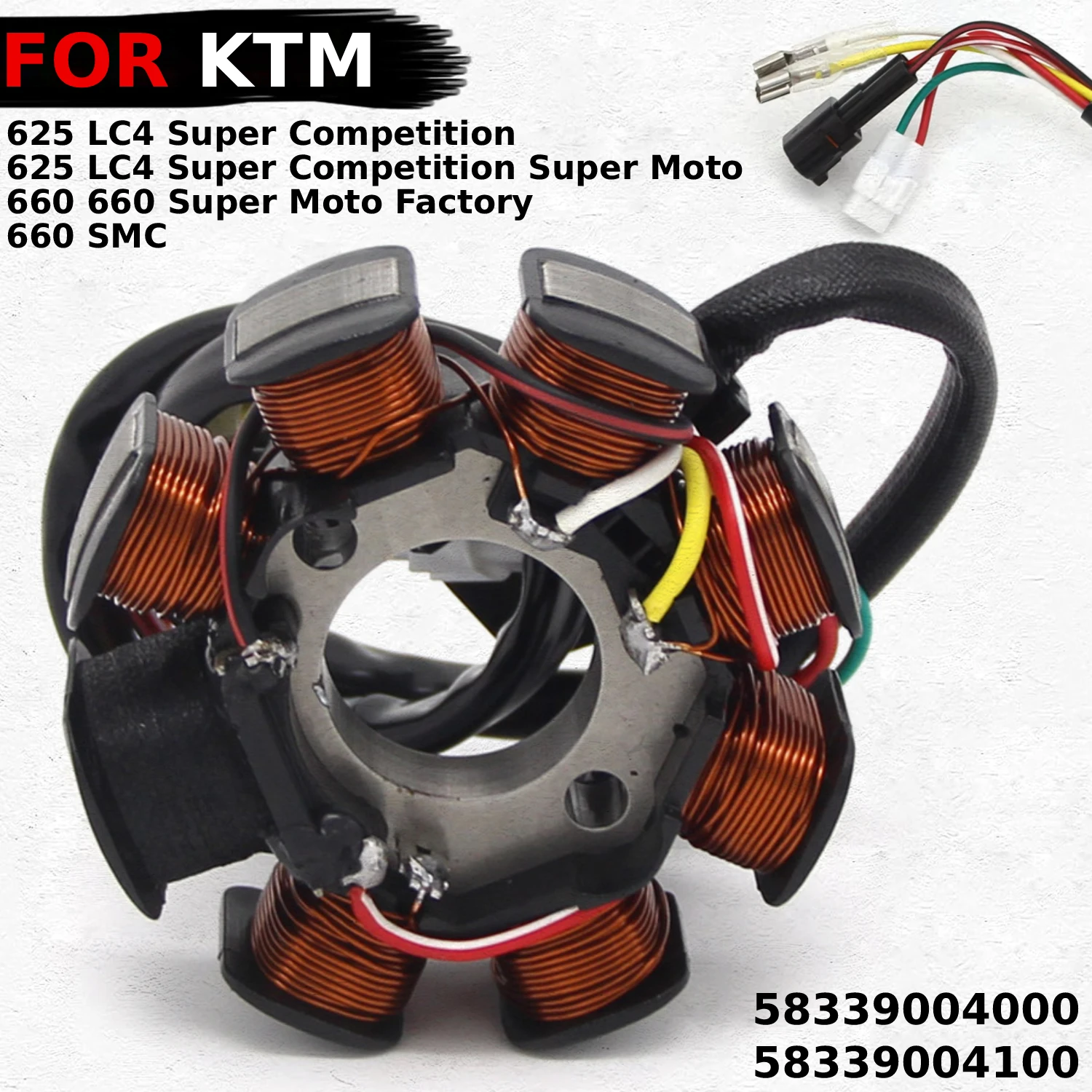 

Motorcycle Alternator Stator Coil For KTM 58339004000 58339004100 625 LC4 Super Competition Super Motor SMC Factory
