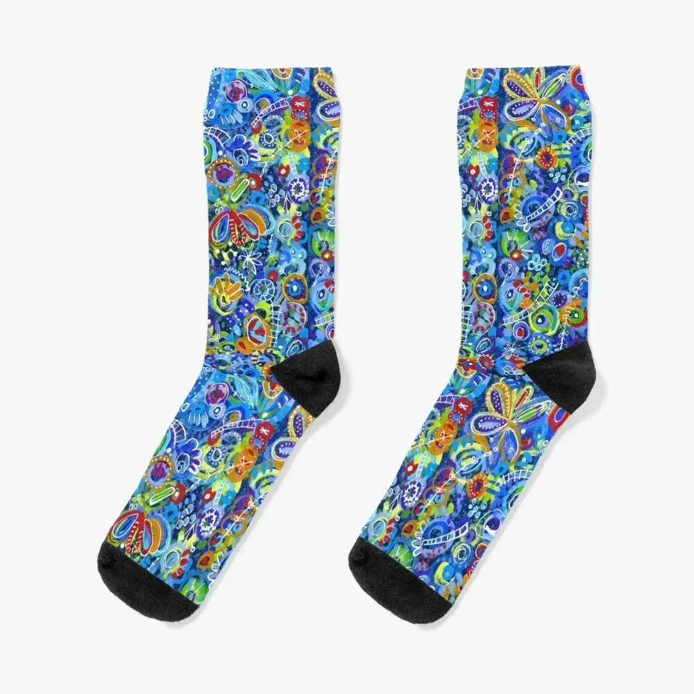 Blue Doodle Socks Novelties anti slip football designer brand Men's Socks Luxury Women's