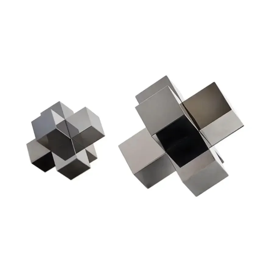 Minimalism Cross Crystal Ornaments Transparent Geometric Square Crystal Statue Desk Decoration Frosted Glass Crafts Sculpture