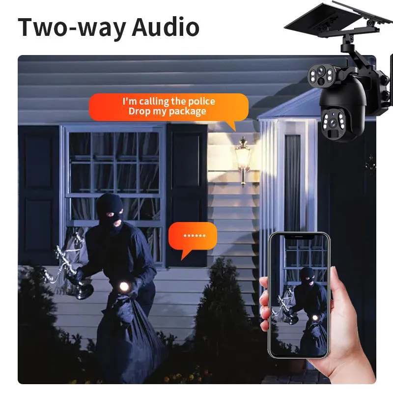 6MP Dual PTZ Lens UBOX/i-Cam+ APP  Full Color Solar Power  IP Dome Camera AI Humanoid Detection Home Security CCTV Baby Monitor