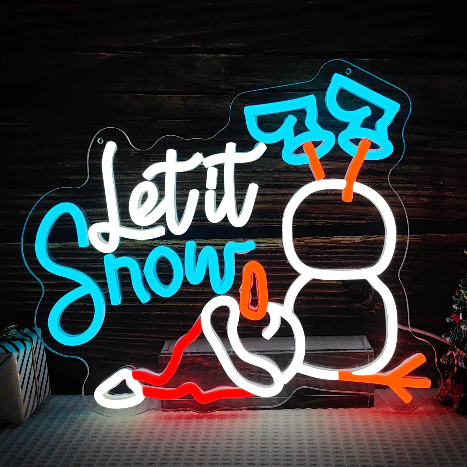 

Неоновая вывеска Let It Snow для декора стен с регулируемой яркостью, светящаяся вывеска в виде снеговика для рождественской вечеринки, окна спальни, праздничные подарки