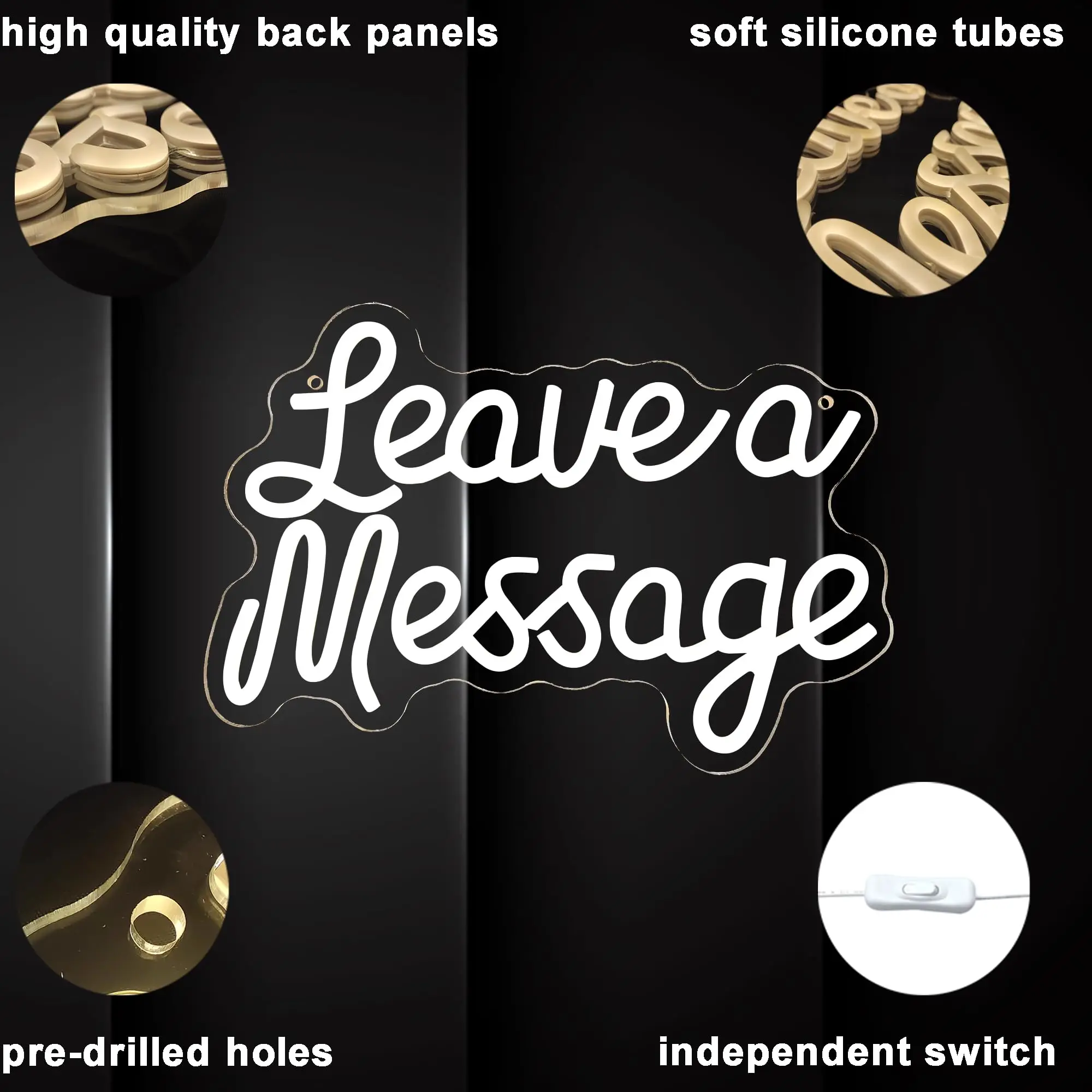 Leave a Message Neon Signs Wall Decor, LED Guestbook Sign, Welcome Sign, USB Powered for Salon Decor & Wedding Backdrop Decor