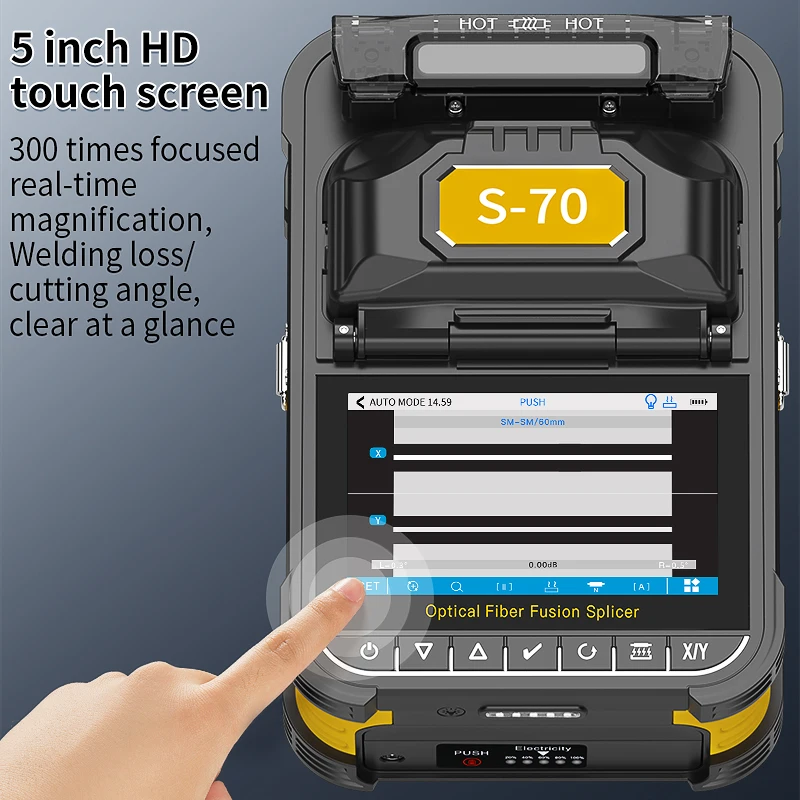 COMPTYCO S-70/A-5/FS-60F/S-90 Fiber Optic Fusion Splicer HD Touch Screen 10 Languages 6 Motors FTTH Optical Fiber Fusion Machine