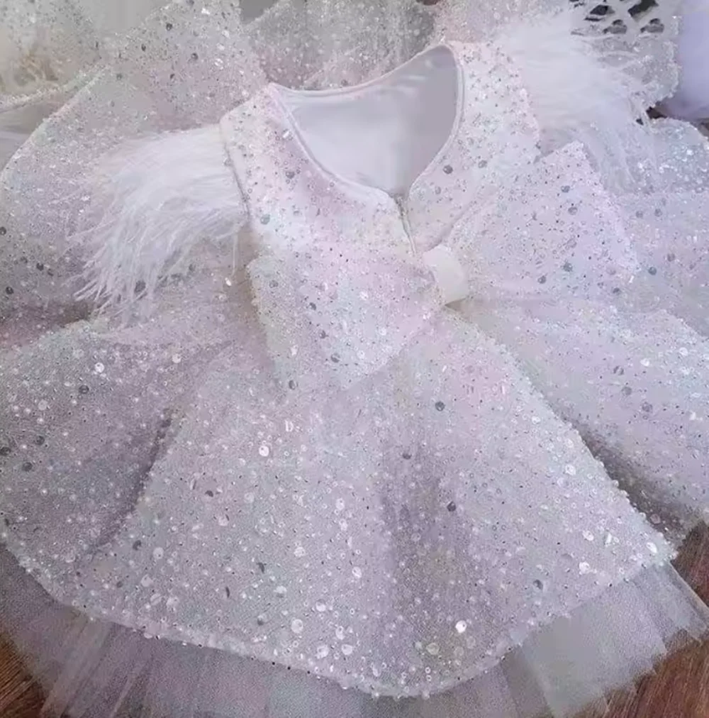 

Sparkle Princess Satin Sequined Tulle Girl Dresses First Communion Dresses Birthday Christmas Gift Wedding Party Birthday Show