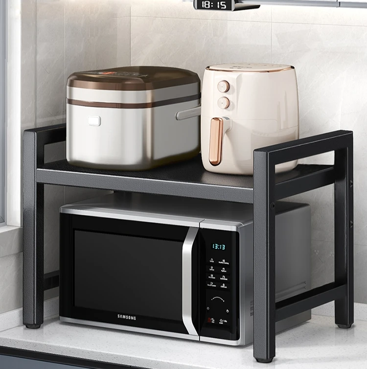 Scalable kitchen storage rack, microwave oven rack, household countertop, tabletop, double-layer electric rice cooker