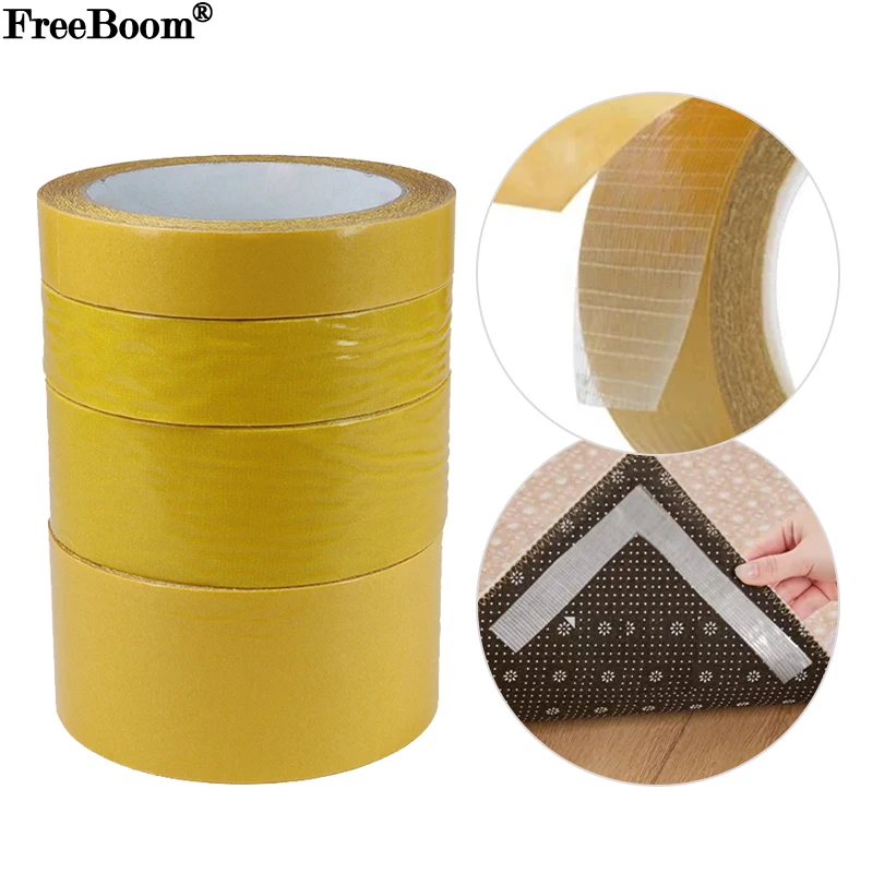 10m Double Sided Cloth Base Tape High Viscosity Strong Sticky Traceless Waterproof Carpet Adhesive Fiber Gummed Fixation Tapes