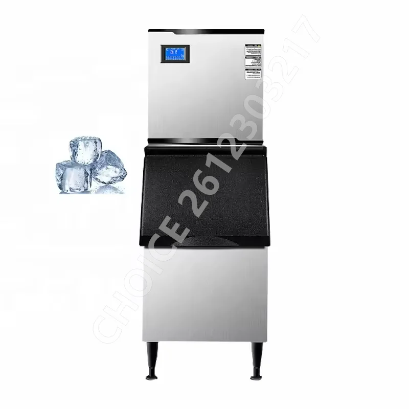 170-500kg/Day Upgraded Commercial Ice Maker Machine LCD Panel with Blue Light Stainless Steel Automatic Square Ice Maker Use