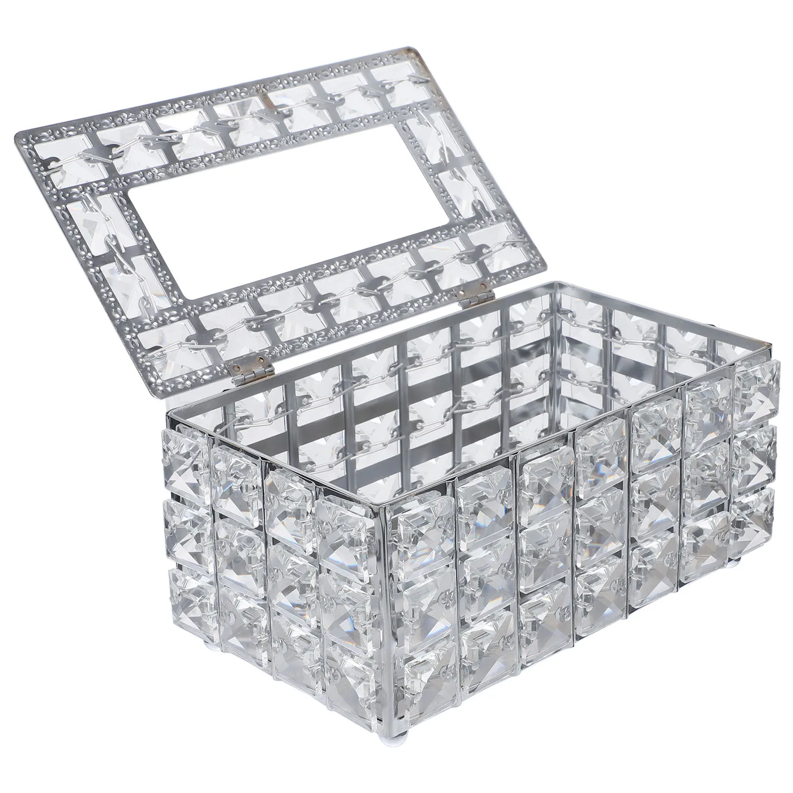 

Crystal Alloy Rectangular Tissue Box Cover Decorative Home Office Living Room Napkin Holder Tissue Storage Organizer