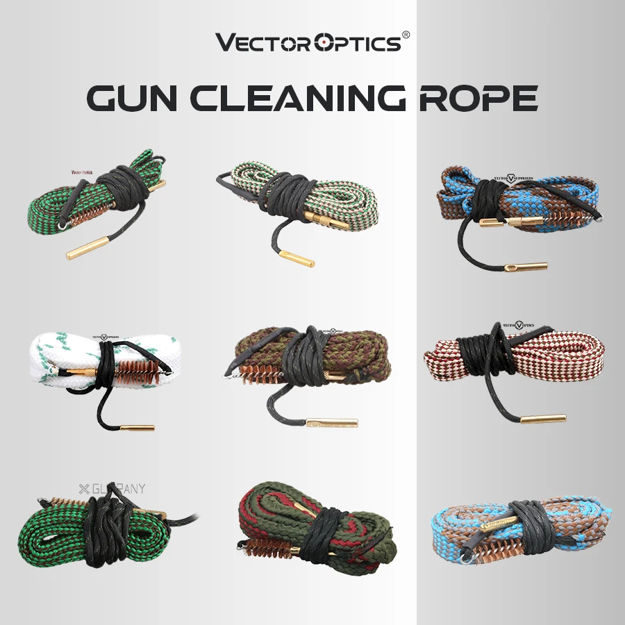 VectorOptics Gun Cleaning Kit for .38 Cal .357 Cal .380 Cal & 9mm Bore Cleaner Gun Snake for Hunting Shotgun Rifle Pistol