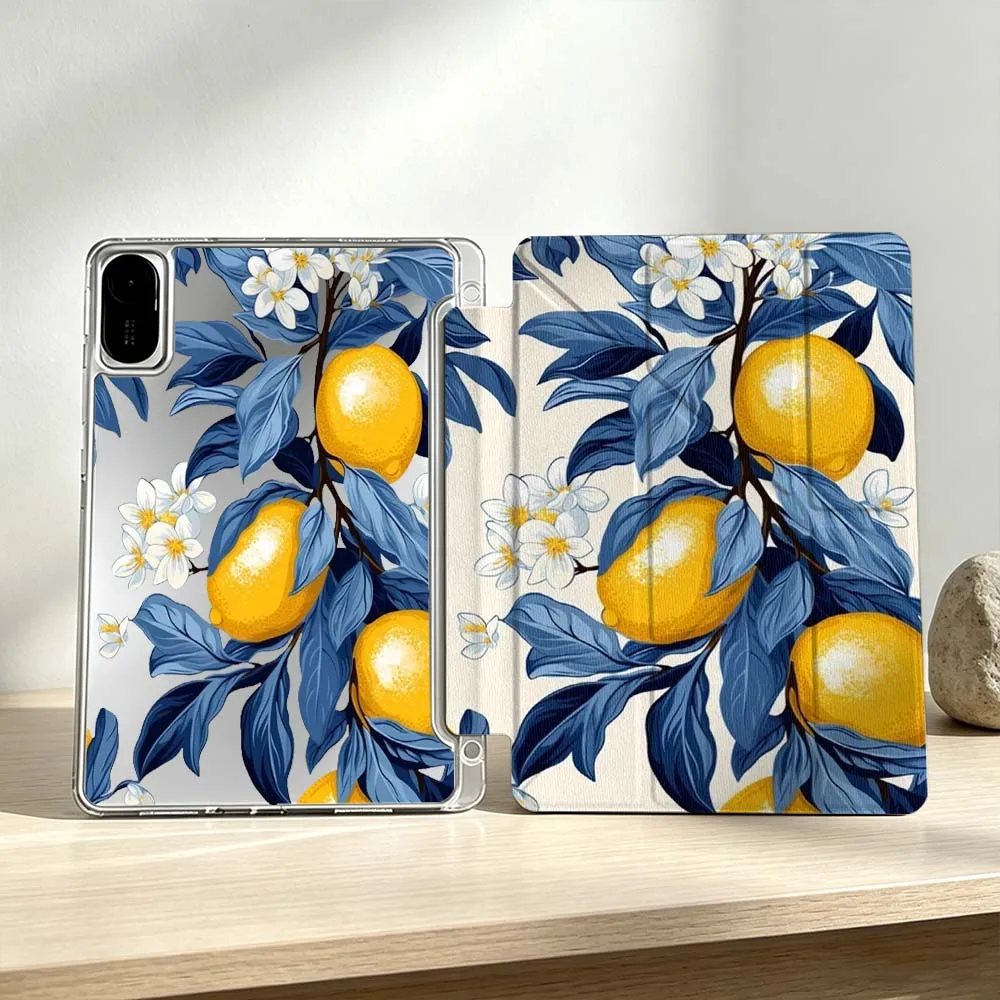 Artistic Yellow Lemon Flower For Xiaomi Mi Pad 8 7 6 5 Pro Redmi Pad SE 2 Poco Pad Foldable 3Y Tablet Case Soft