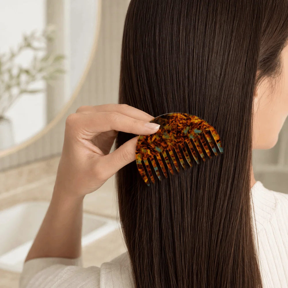 Colorful Hair Straightening Comb Acetate Half-Round Grooming Comb Compact Anti Static Massage Hair Brushes