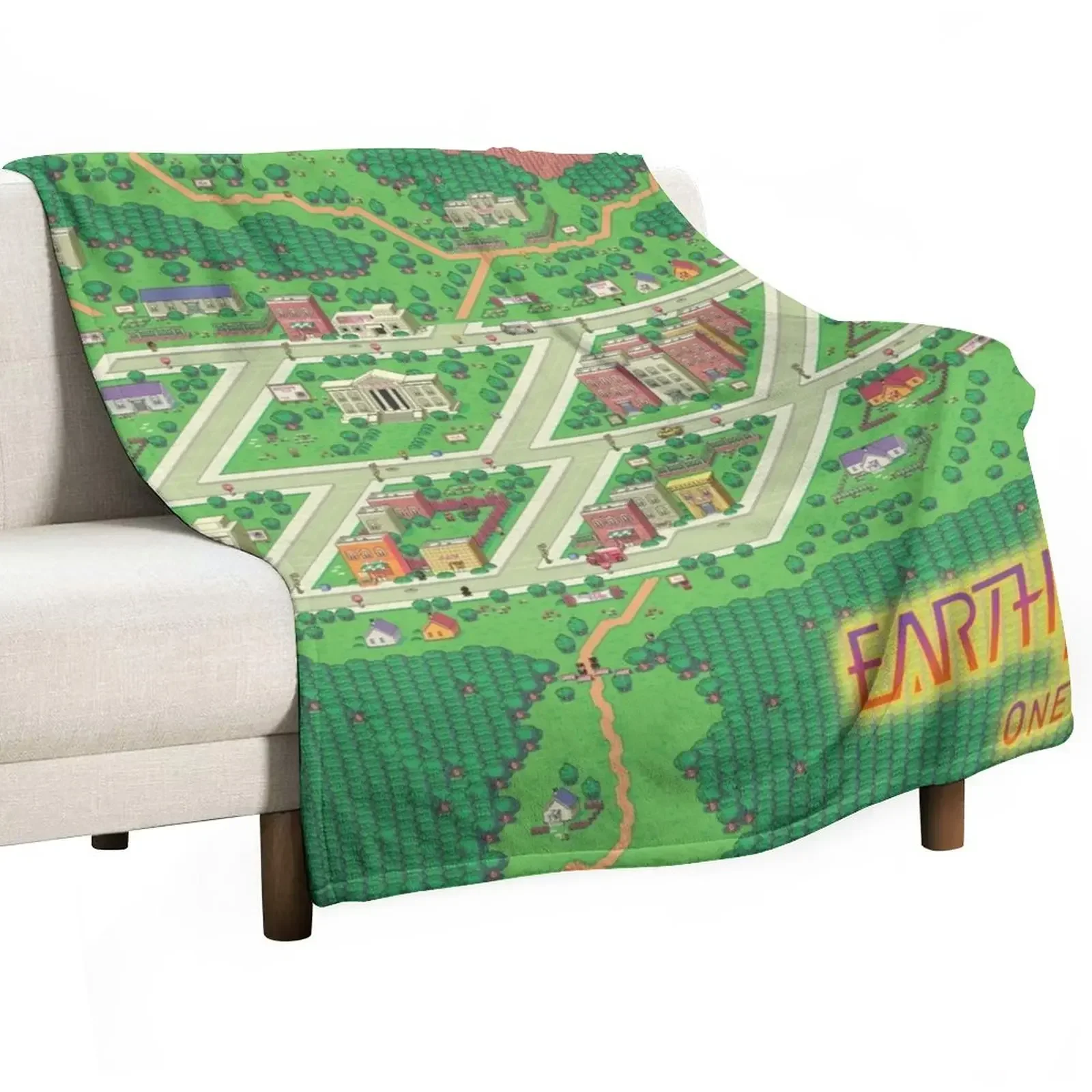 

Earthbound Onett Map Throw Blanket Luxury Brand Furrys Large Blankets