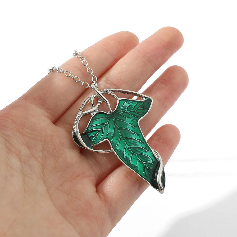 Collar de hojas verdes de elfo de Lorien, Tolkien Galadriel Legolas Frodo Baggins Aragorn, joyería de película al por mayor