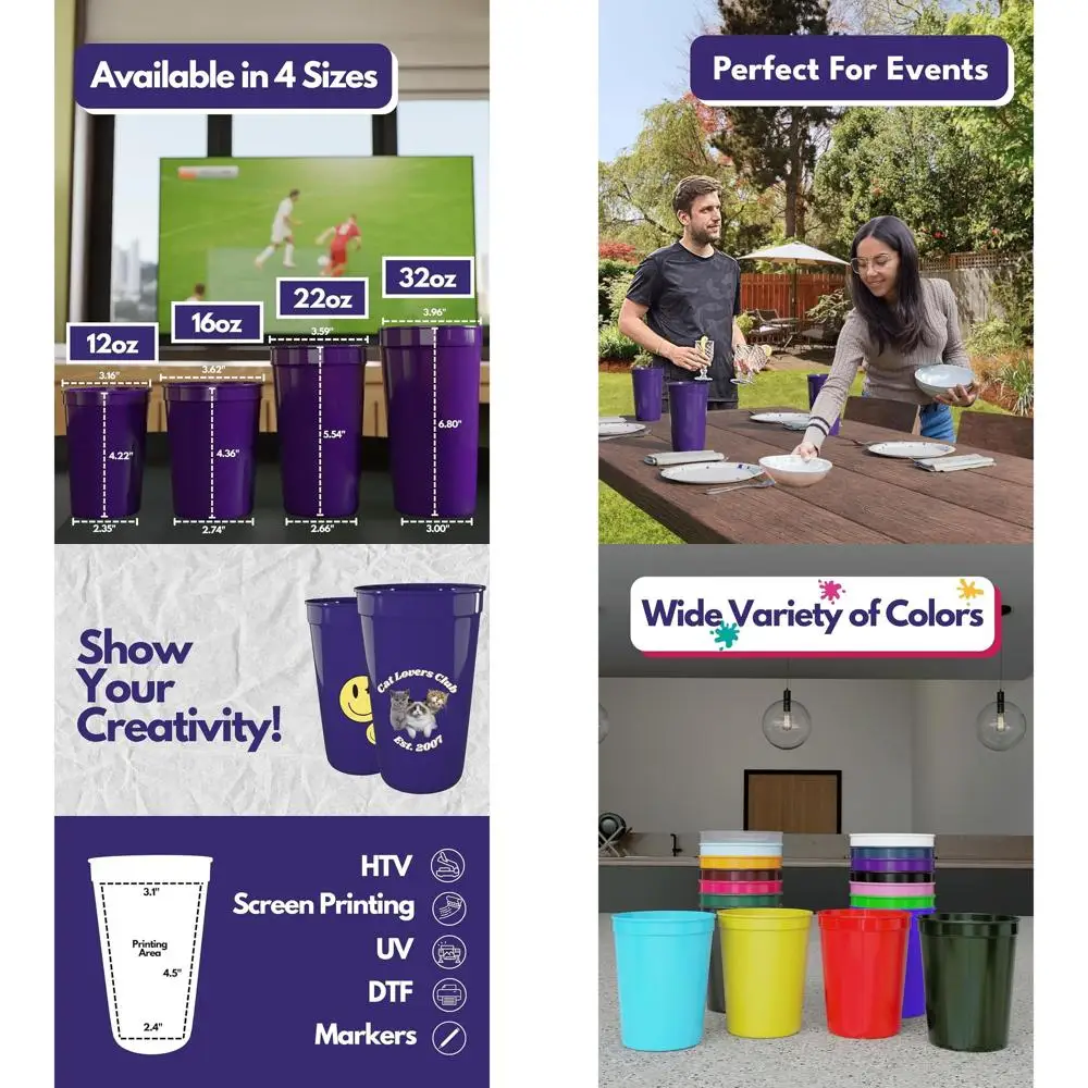 

Set of 100 22 oz Lavender Reusable Plastic Cups - Stackable, Food-Grade, Ideal for Parties, Weddings, and Events