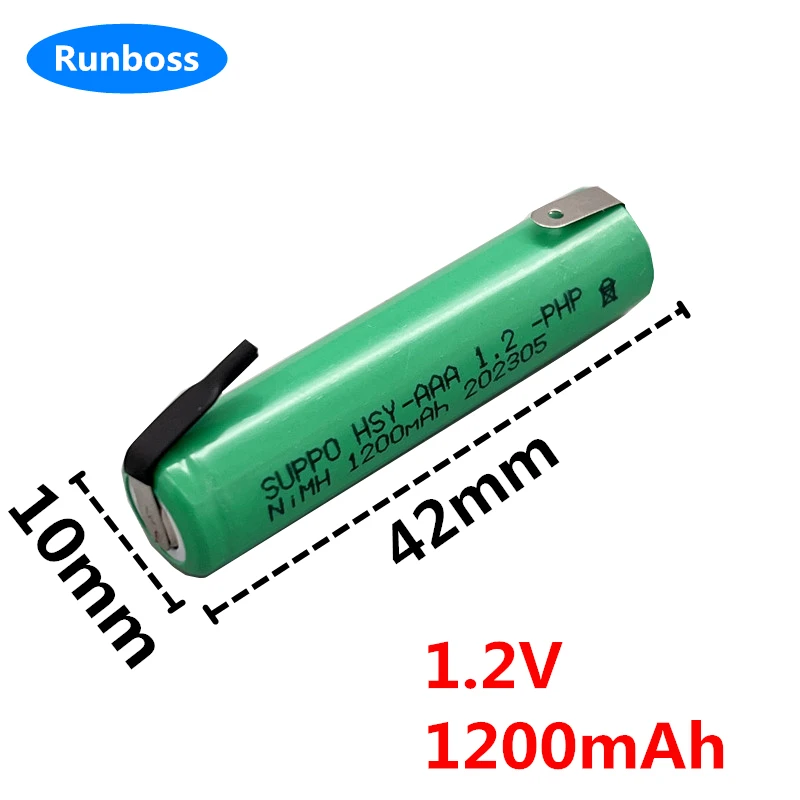 1.2V HSY-AAA0.75-PHP NiMH 1200mAh 750mAh With Solder Pins Battery For Braun Electric Hair Clipper HC5010 HC5050 HC5030 14*42mm