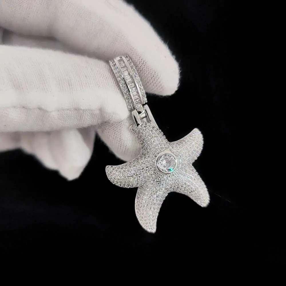 

Starfish Shape Fashion Jewelry High Quality Hip Hop NeutralAnimal Pendent Necklace With Tennis Chain