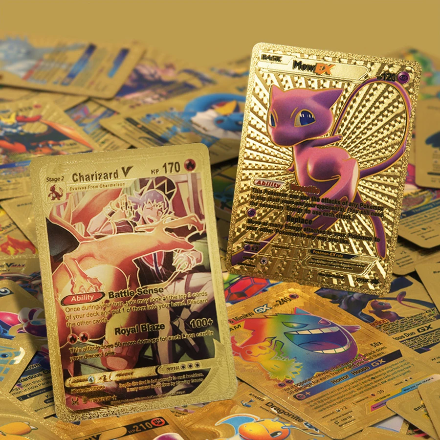 Carte Pokémon sans anticorps, cartes de combat, cadeau de collection rare, anglais, espagnol, français, allemand, or, VAMX, GX, Pikachu, Charizard,