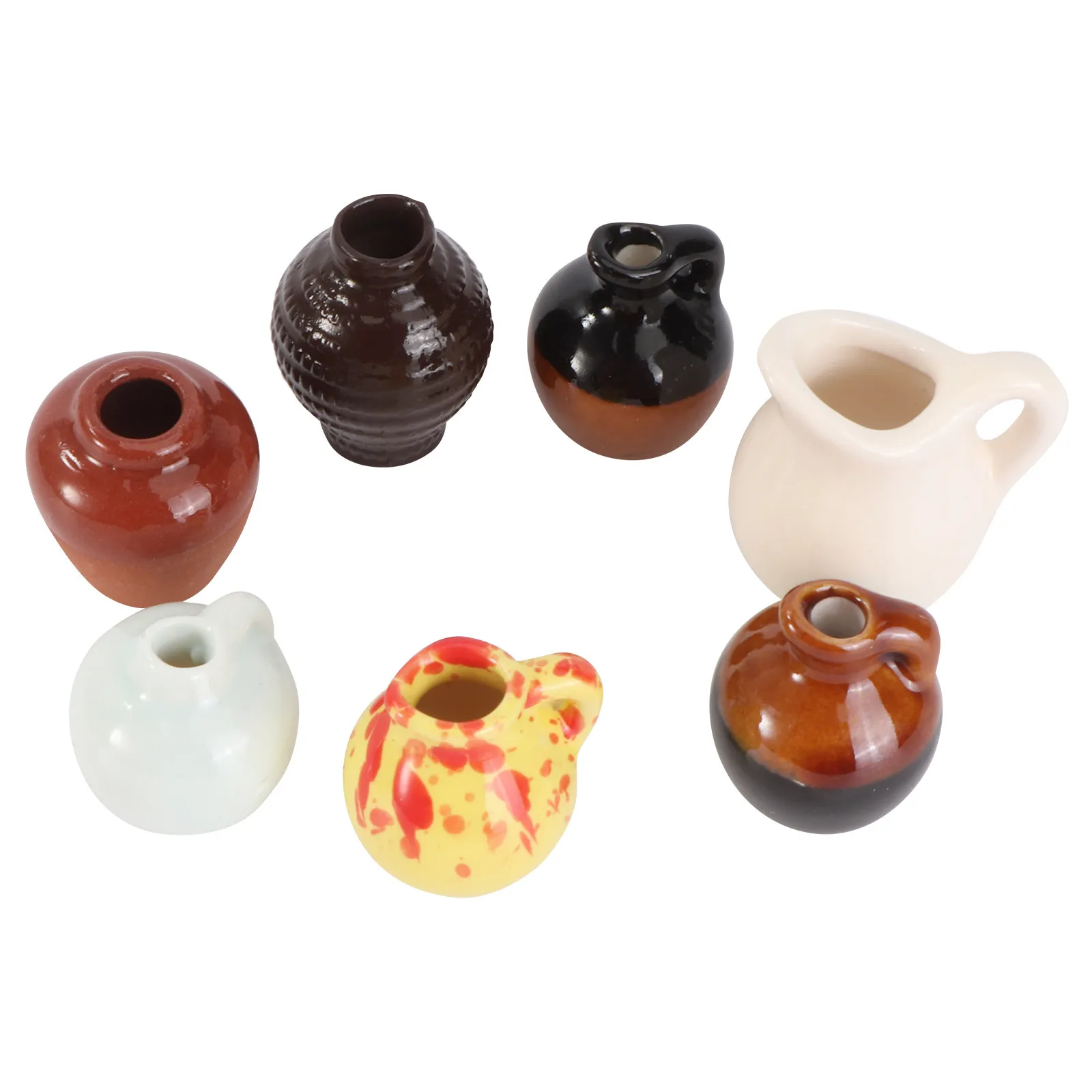 

7Pcs Miniature Ceramic Vase Decorations Vivid Realistic Design for Mini House Landscaping Micro Scene Styling Elegant Room