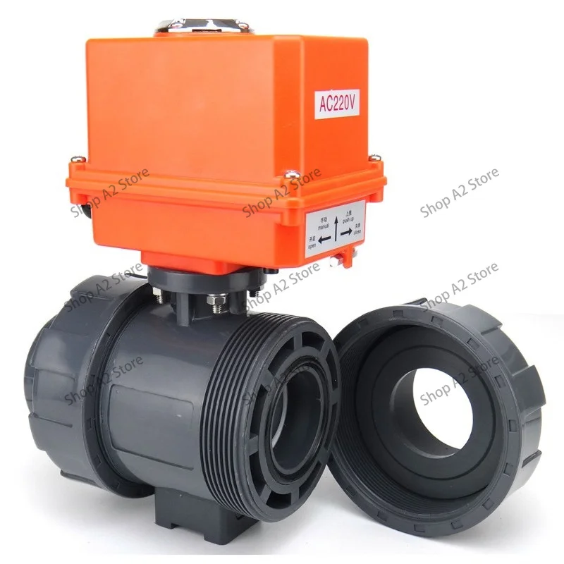 Electric UPVC Ball Valve, Quick Shut-off PVC O-Type Union Ball Valve, Plastic Pipeline Control Switch