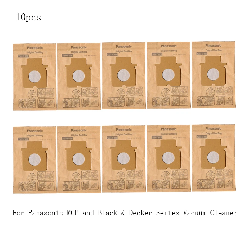 10pcs Vacuum Cleaner Paper Bag,for Panasonic MCE Series Cylinder Vacuum Cleaner Dust Bags C-2E C-20E Type Paper Dust Bags