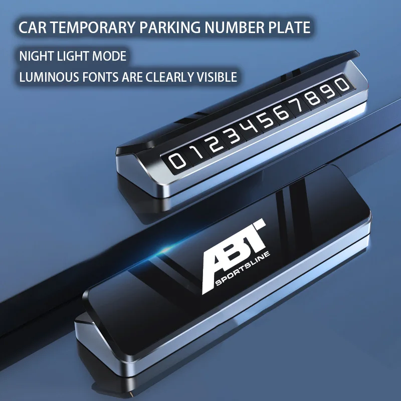 

Car Metal Mobile Phone Number Temporary Parking Plate For Audi ABT RS RS8 RS2 RS1 RS5 S3 RS6 RS7 B9 TT Accessories Logo 2024