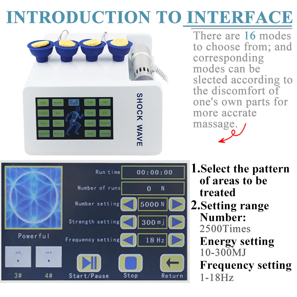 300MJ Physiotherapy Shockwave Therapy Machine EMS ED Therapy And Neck Pain Relief Shockwave 2025 New Technology Handle Massager