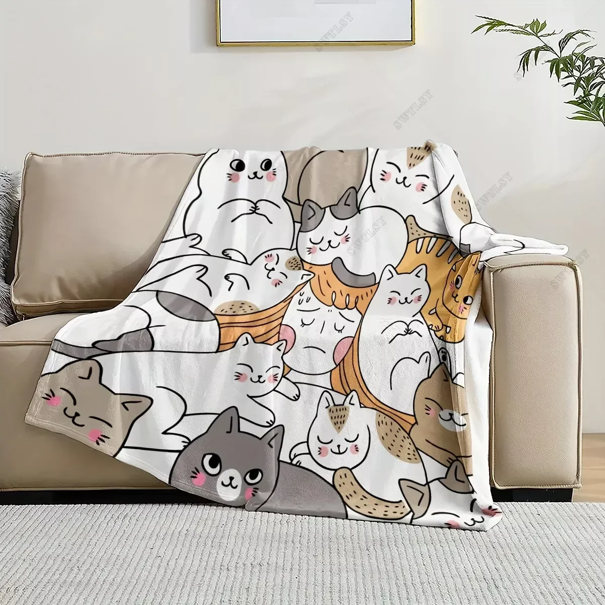 

Cat Pattern Blanket, Digital Printing Flannel Blanket, Super Soft And Warm Flannel Blanket Suitable For All Seasons
