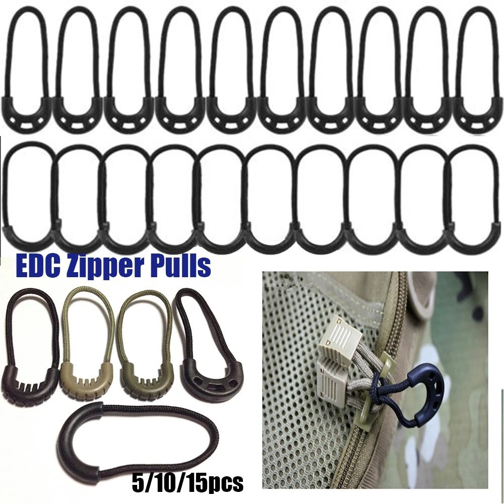 tools Travel Clothing Bags Clip Buckle 5 colors Zip Puller Replacement Zipper Pull Ends Lock Zips Cord Rope Pullers