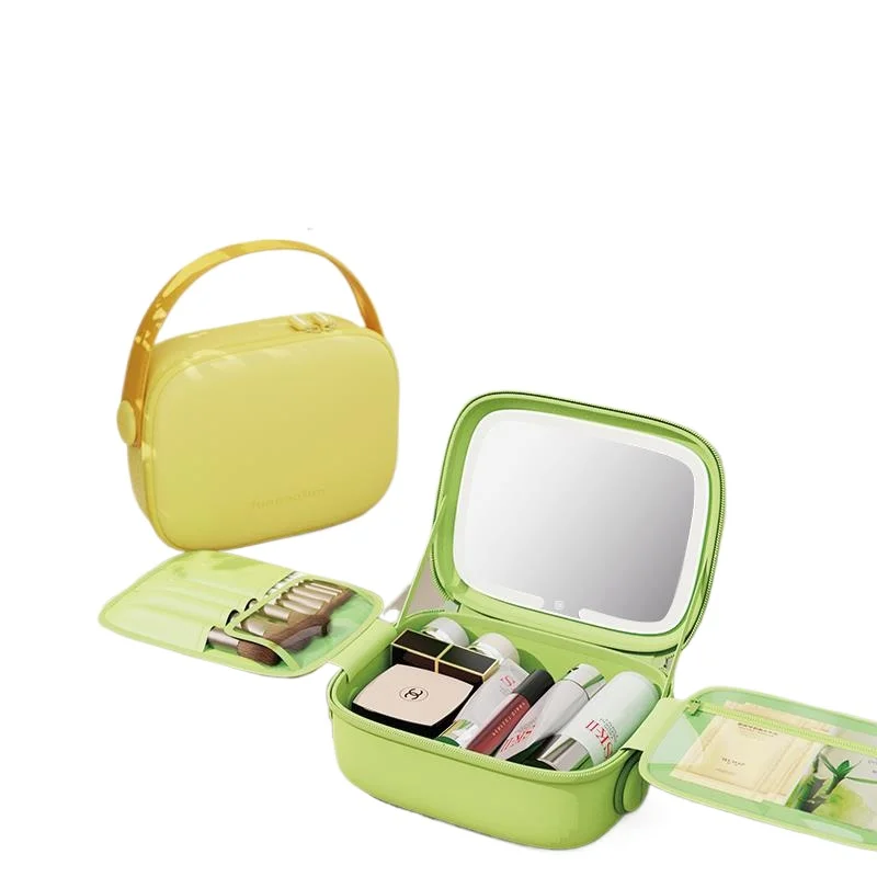 

Women's 2025 new portable travel waterproof high-end large-capacity cosmetic case with mirror smart LED light cosmetic bag