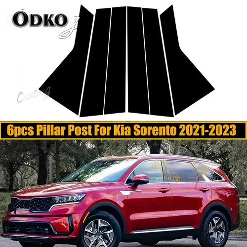 Imagen 2 del producto Postes de pilar de coche para Kia Sorento 2010, 2011, 2012, 2013, 2014, 2015-2023, pegatinas de cubierta embellecedora de ventana de puerta negra brillante, estilo automático