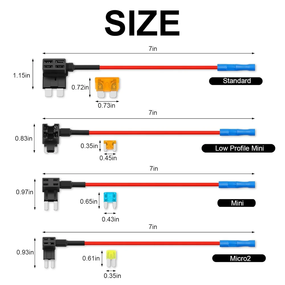 16 Pack Fuse Tap,12V Car Add a Circuit Fuse Tap Kit - Standard Mini Micro2 ,Low Profile Mini Fuse Taps, ATO ATC ATM Fuse Adapter