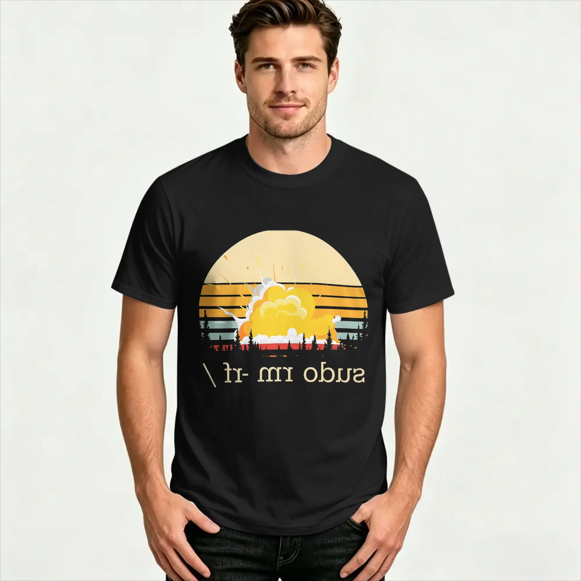 Oversized T-Shirt Beach Sudo Rm Rf Hip Hop T Shirts  100 Cotton Tshirt for Male Y2K Retro Short Sleeve Tees
