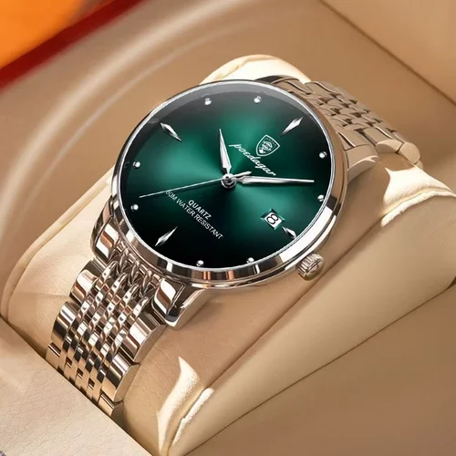 Reloj POEDAGAR deportivo de lujo para hombre, reloj de pulsera luminoso resistente al agua de acero inoxidable con fecha para hombre, reloj de cuarzo, relojes de negocios para hombre