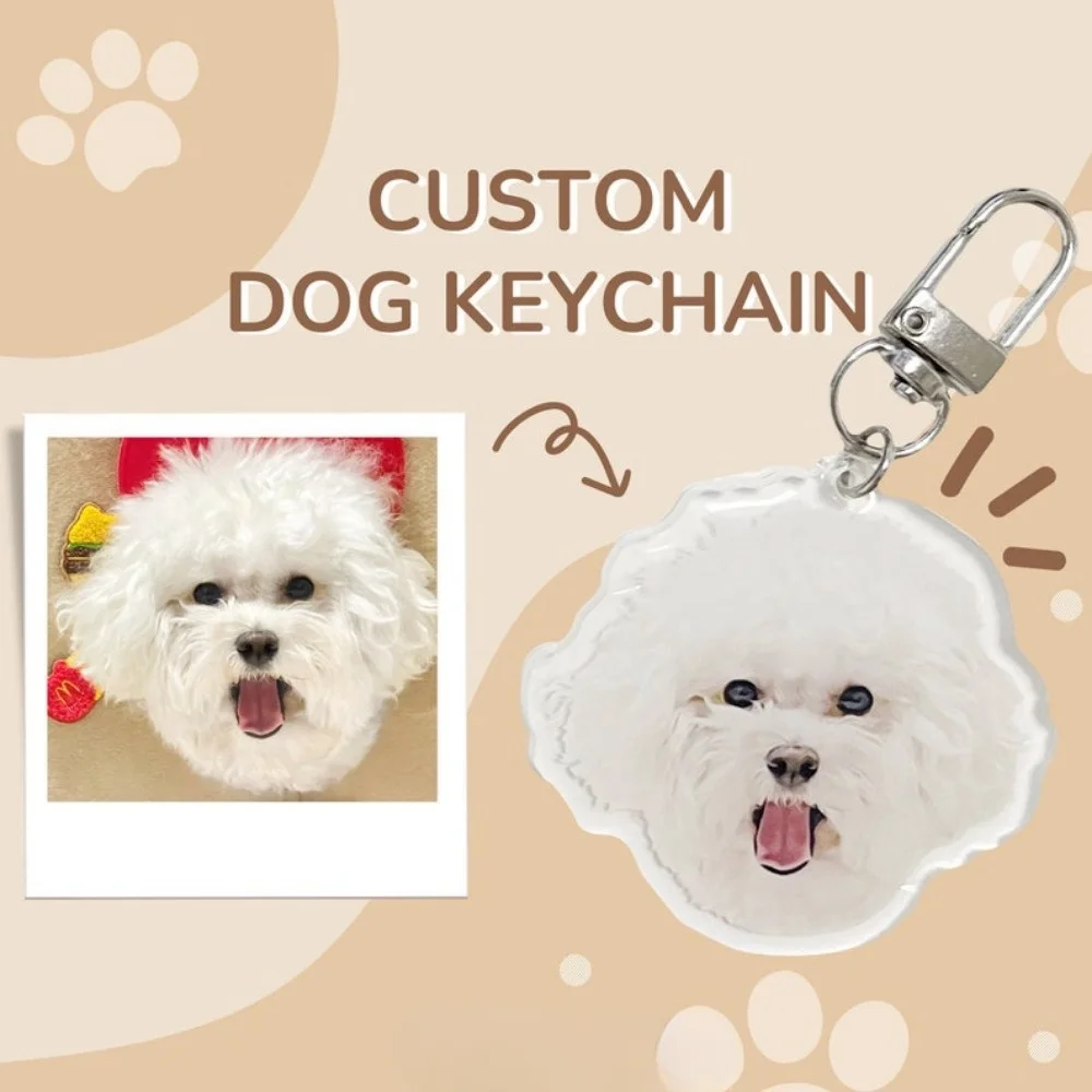 Custom Pet Photo Keychain, Acrylic Keychian, Dog Portrait Keychain, Cute Personalized Design Keychain, Kawaii Dog Keychain, Dog