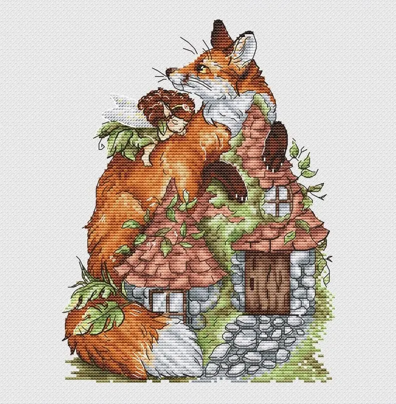 Foxes in the Forest 28-33 High Quality Cross stitch Handmade Counted Canvas DIY Cross-stitch kits Embroidery