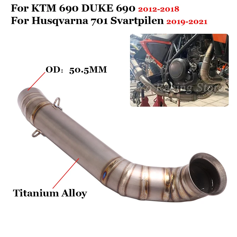 

Slip On Motorcycle Exhaust Escape Muffler Titanium Alloy Middle Link Pipe For KTM 690 Duke 2012-2018 Husqvarna 701 Svartpilen ﻿