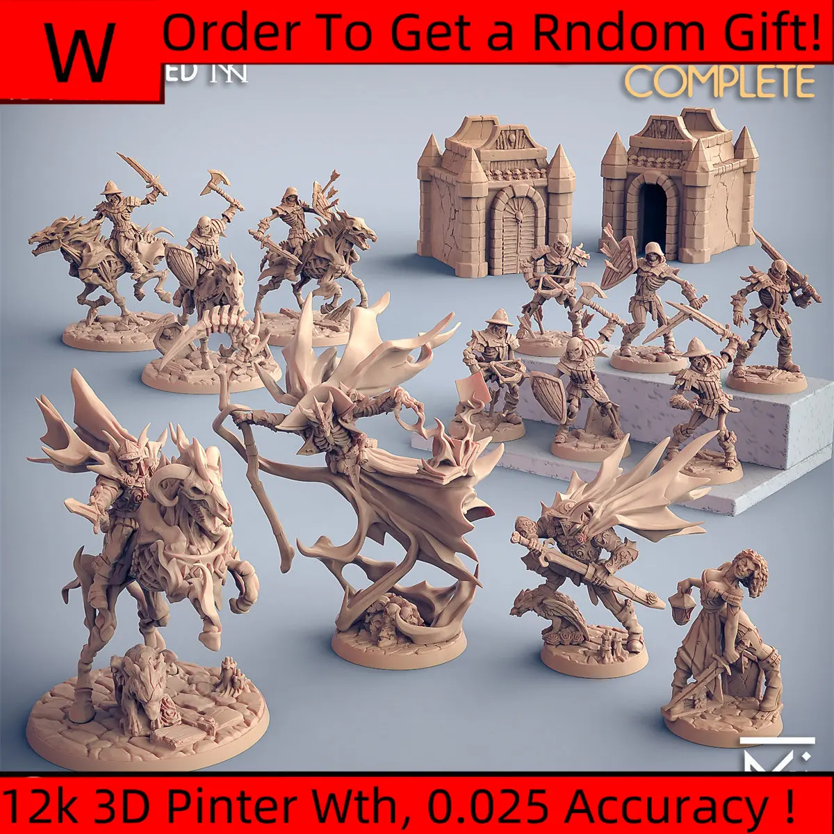 3D Printing Microscopic Models 【 Skeleton Undead 】 Undead Knight Lich King Zombie Dnd Table Game Piece Model