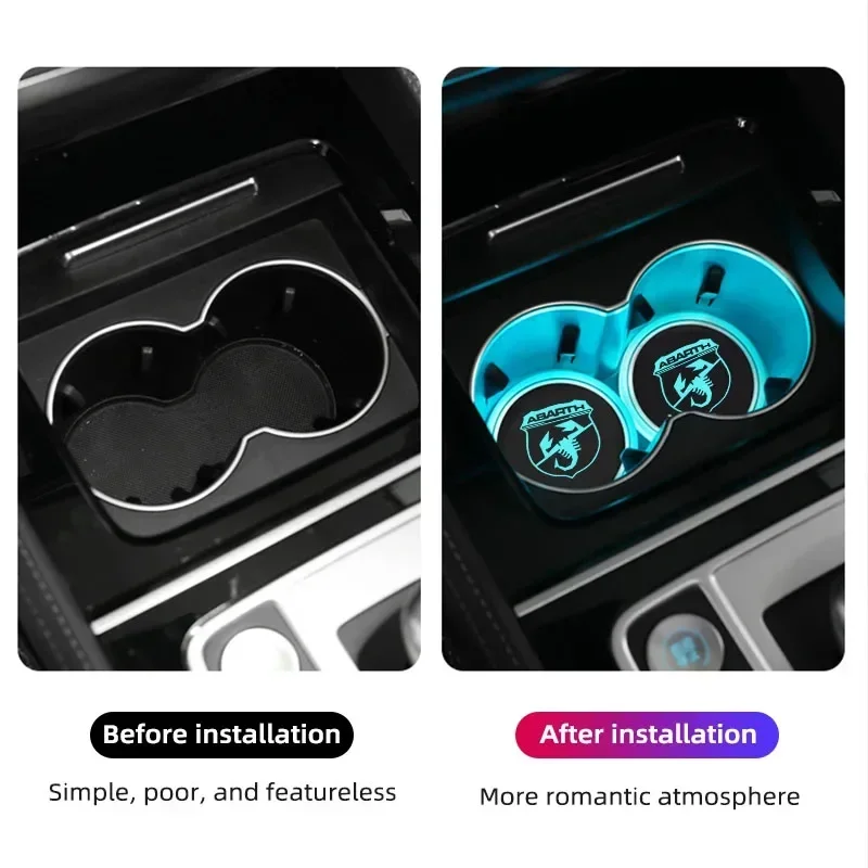 7 اللون LED حامل الكأس سيارة ضوء مضيئة كوستر كوب ماء الوسادة لشركة فيات 500 أبارث بونتو تيبو الباندا دوكاتو ستيلو فيورينو برافو #3