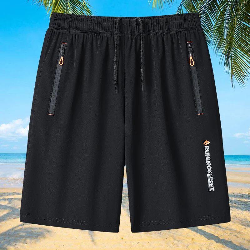 2024 Summer New Men's Sports Casual Shorts Ice Silk Quick Dry Loose Fitness Thin Personality Fashion Beach Breathable Shorts