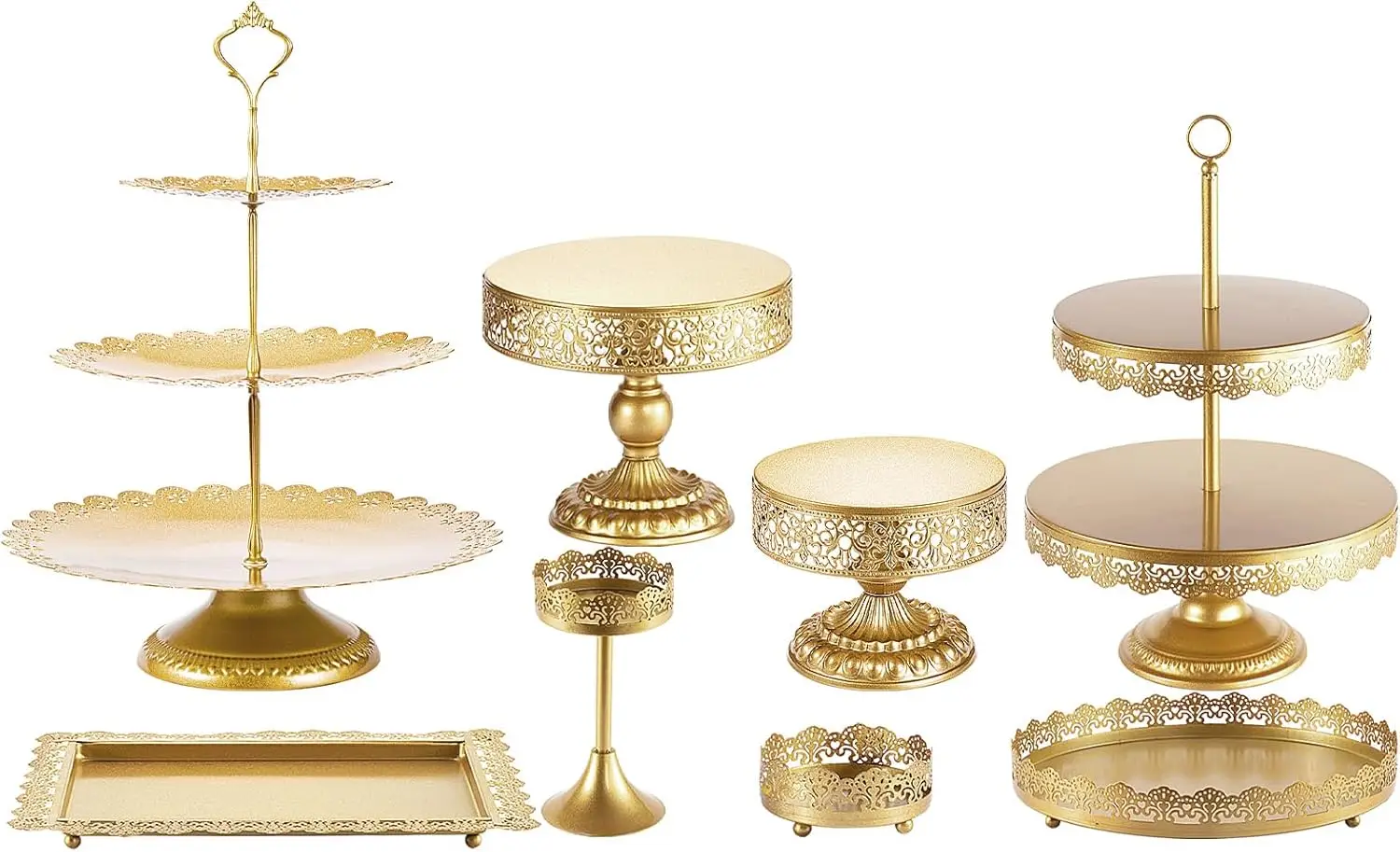 

8-Piece Gold Cake Stand Set for Dessert Table Display, Perfect for Baby Shower, Wedding, Birthday Party, Christmas Celebration