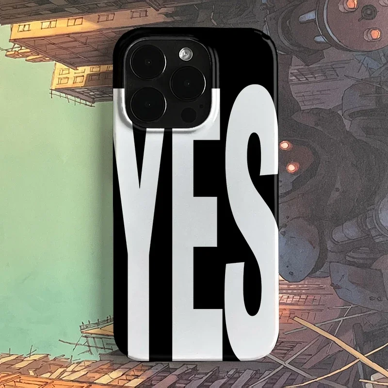 Чехол для телефона No and YES с персонализированными черно-белыми буквами для iPhone 17 AIR 16 15 14 13 12 11 Pro Max 7 8 Plus MINI Y2K Cover