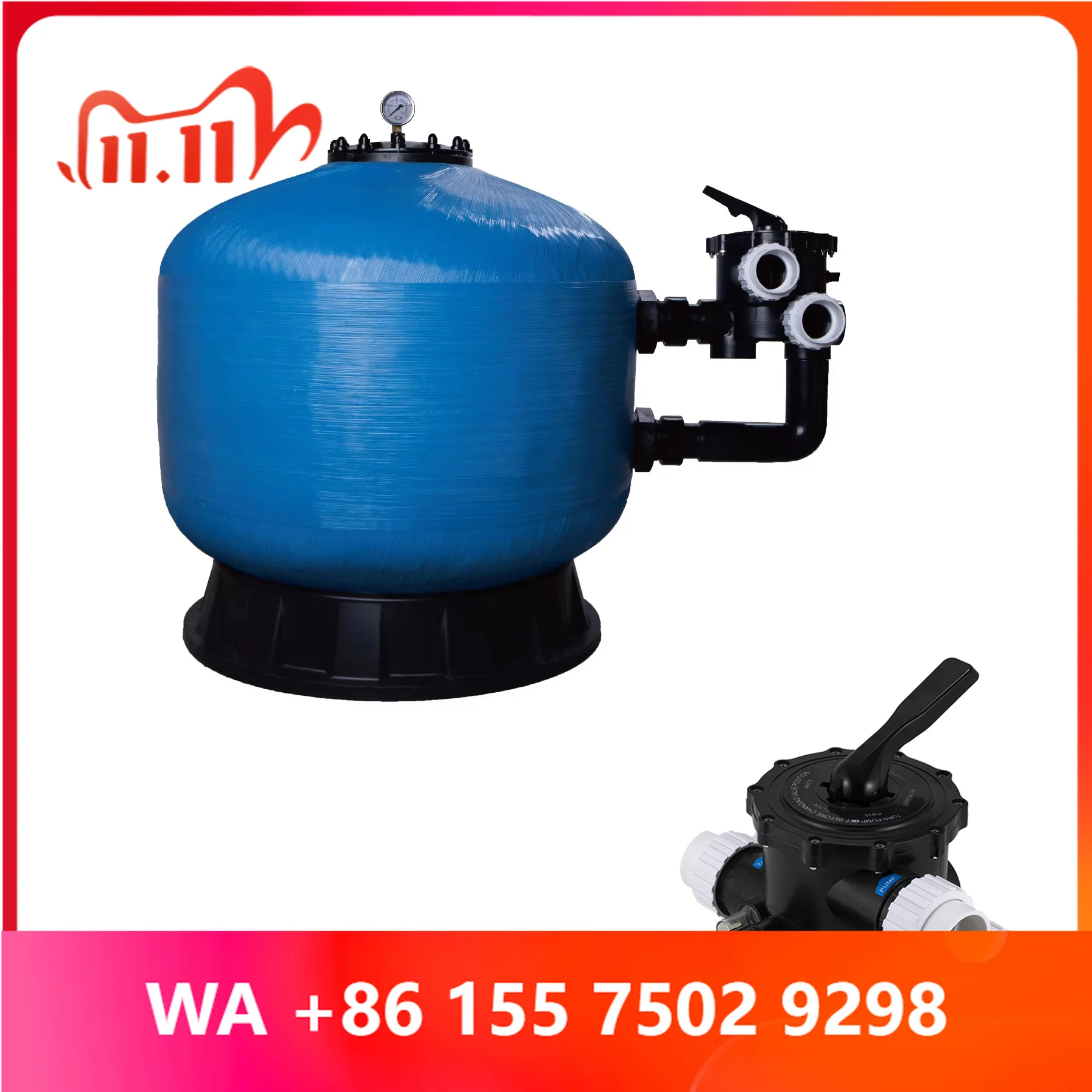 SS525 800 900 1050 1200 1400 Side Mount Inground oe Ground Swimming Pool Fiberglass Sand Filter Swimming Pool Water Filter