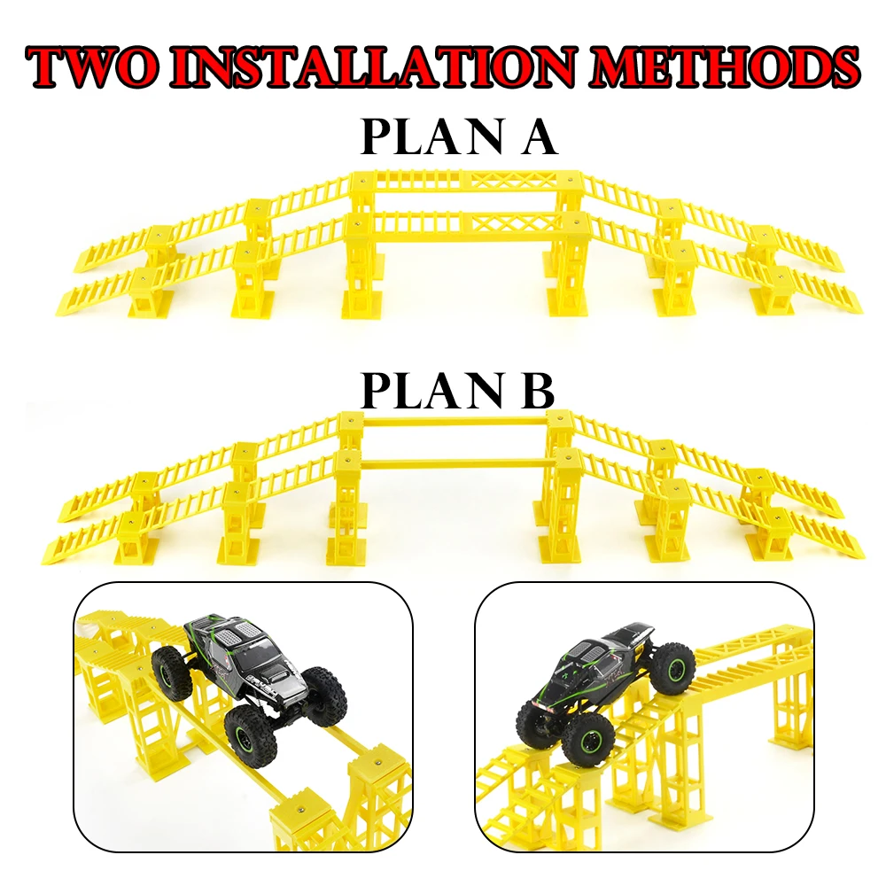 DARKSKY Symulacja Mostu Trapezoidalnego, Most z Przeszkodami do Wspinaczki, Kombinacja Mostu z Steep Slope dla Modeli Samochodów RC w Skali 1/24 i 1/18, Akcesoria do Crawlerów