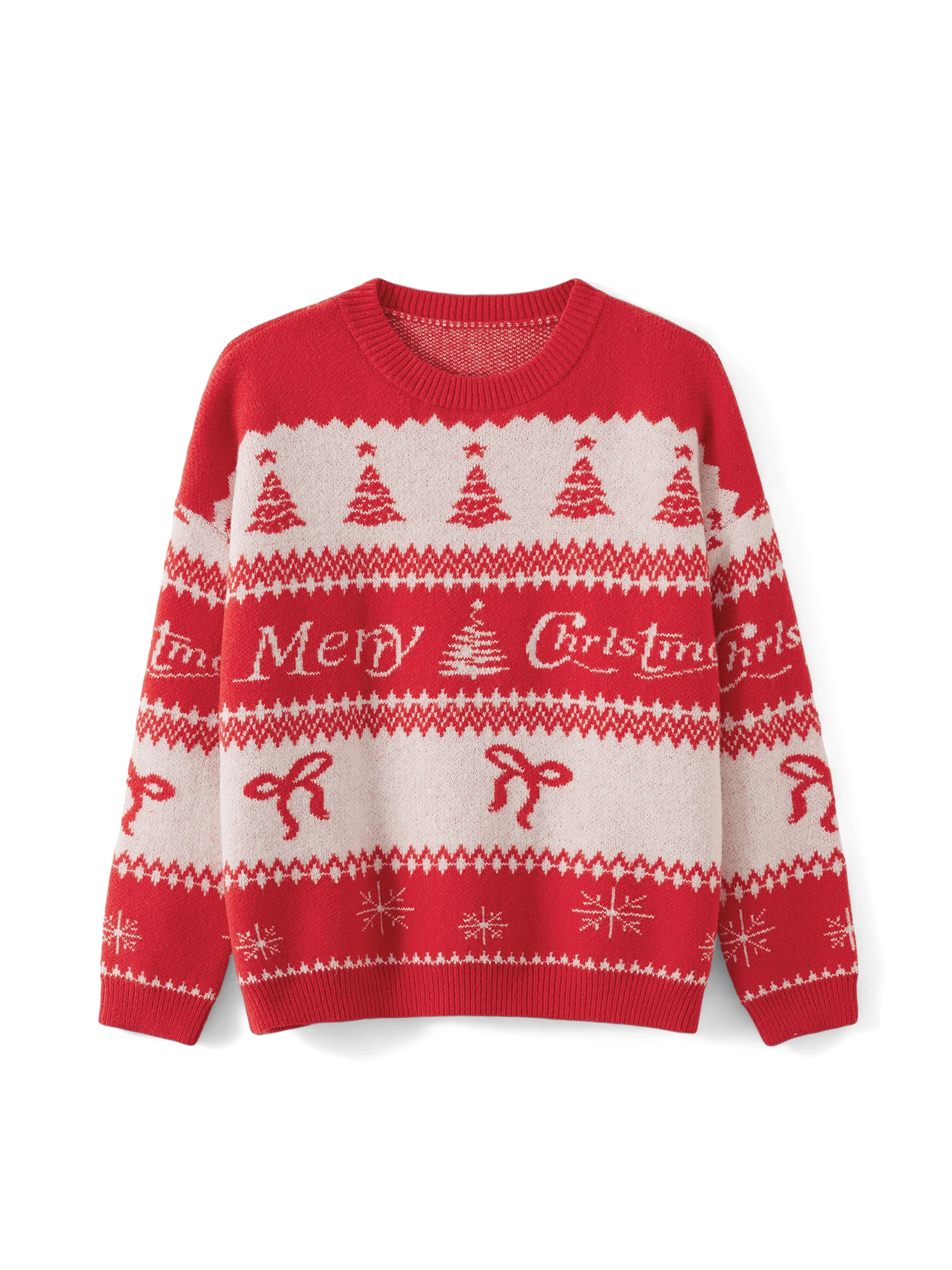 

Women s Christmas Knit Sweater Christmas Tree Letter Embroidery Long Sleeve Round Neck Knitwear Pullover for Daily Office Wear