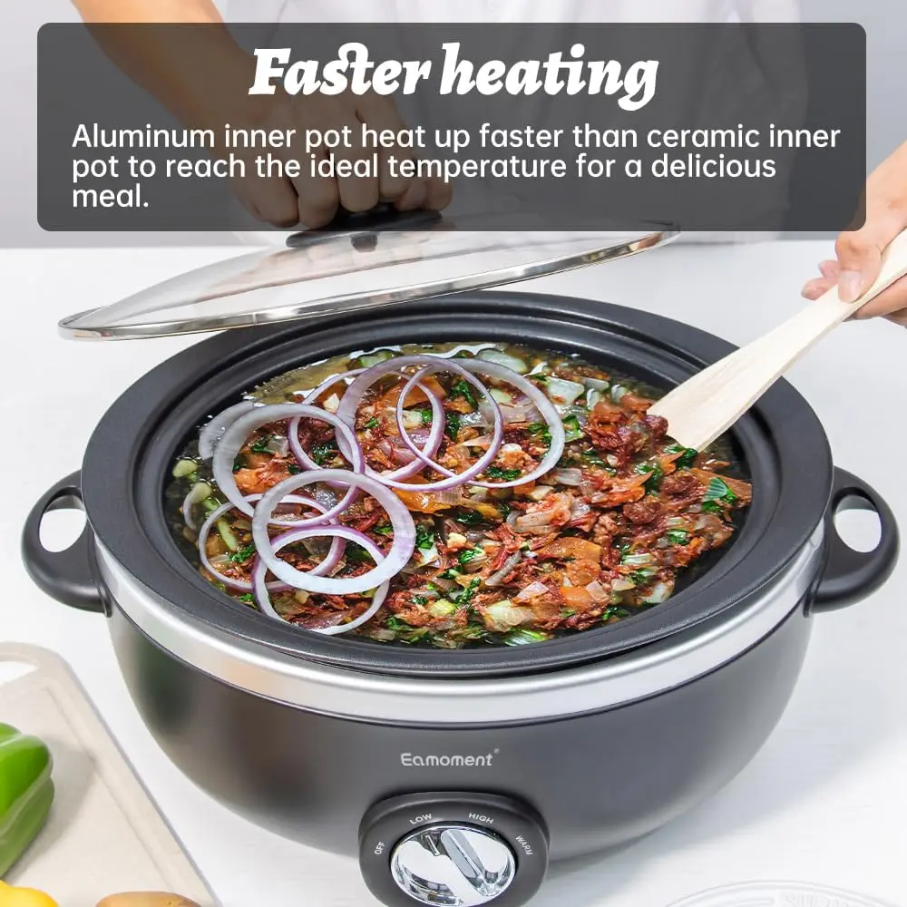 Pentola a cottura lenta da 3,5 litri Riscaldamento uniforme nero, pentola antiaderente, alluminio, rende il tuo cibo più delizioso. Adatto come regalo per le mogli,