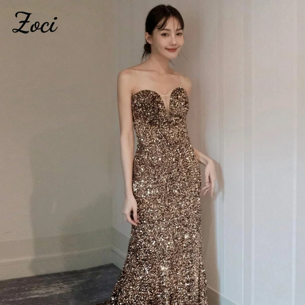 

Zoci Блестящие блестки Русалка Корейские свадебные платья Милая блестящая невеста платье для приема фотосессии корсет свадебное платье