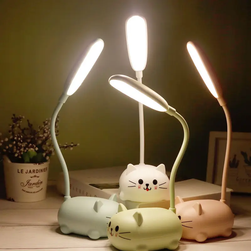 

New LED Table Lamp Cartoon Cute Pet Cat Night Light USB Rechargeable Table Light Child Eye Protection Warm White Desk Lamp